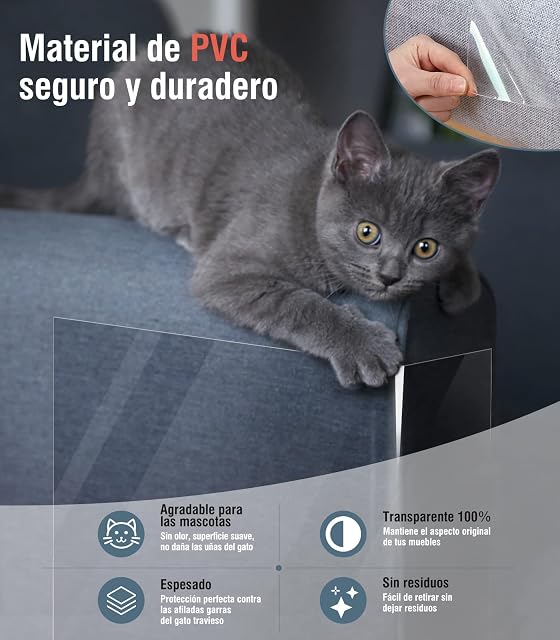 Foto 4 de 8 de Lewondr 20x300cm Protector de Muebles Adhesivo para Gatos con 30 Tornillos