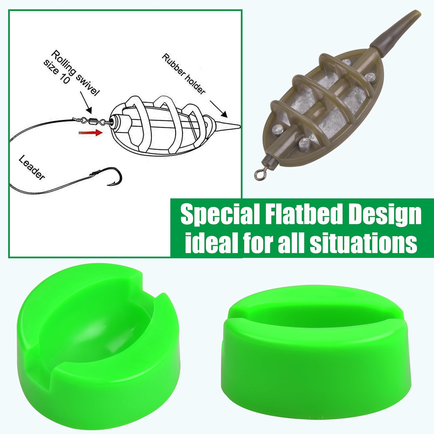 Carp Fishing Method Feeder Set 4 Inline Method Feeders with 1 Quick Release Carp Fishing Equipment Tackle for Baits Holder Tool