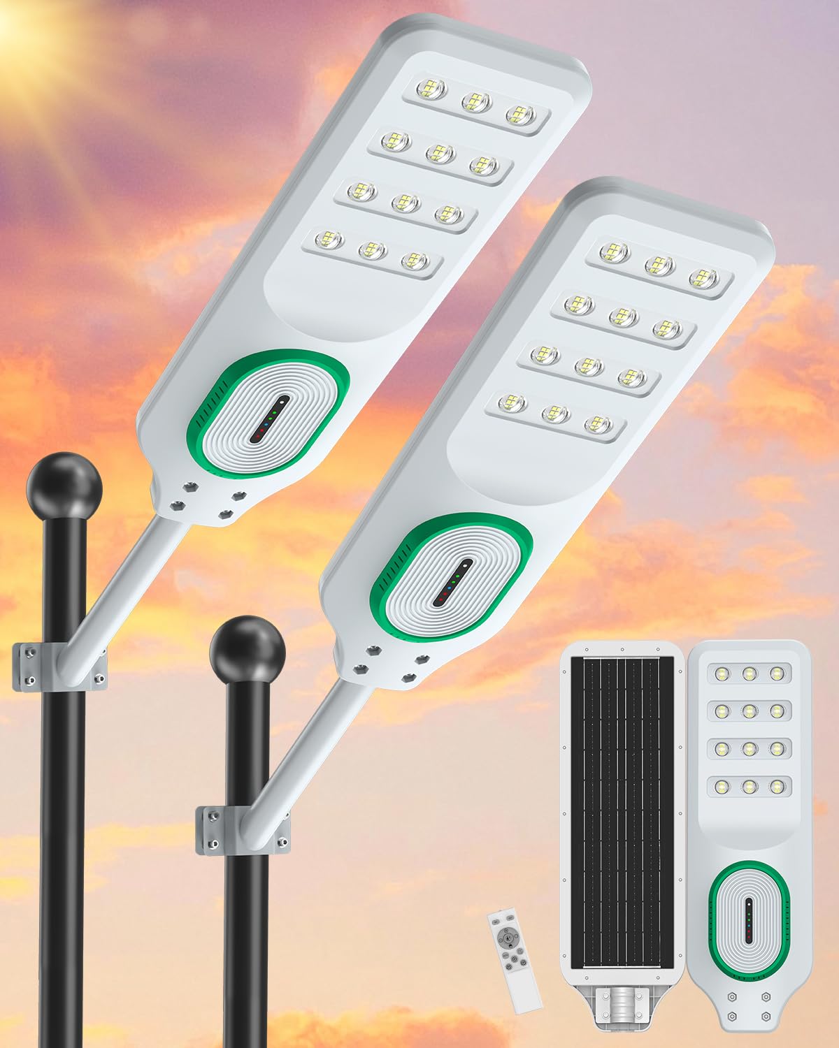 AIKVSXER L-10000W Solar Street Lights Outdoor Waterproof, Bright