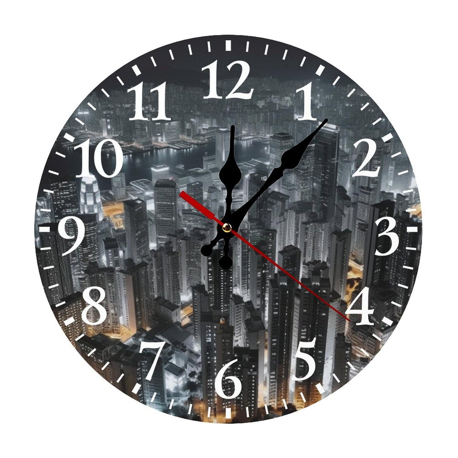 Horloge murale ronde blanche 30x30 cm silencieuse à piles pour maison