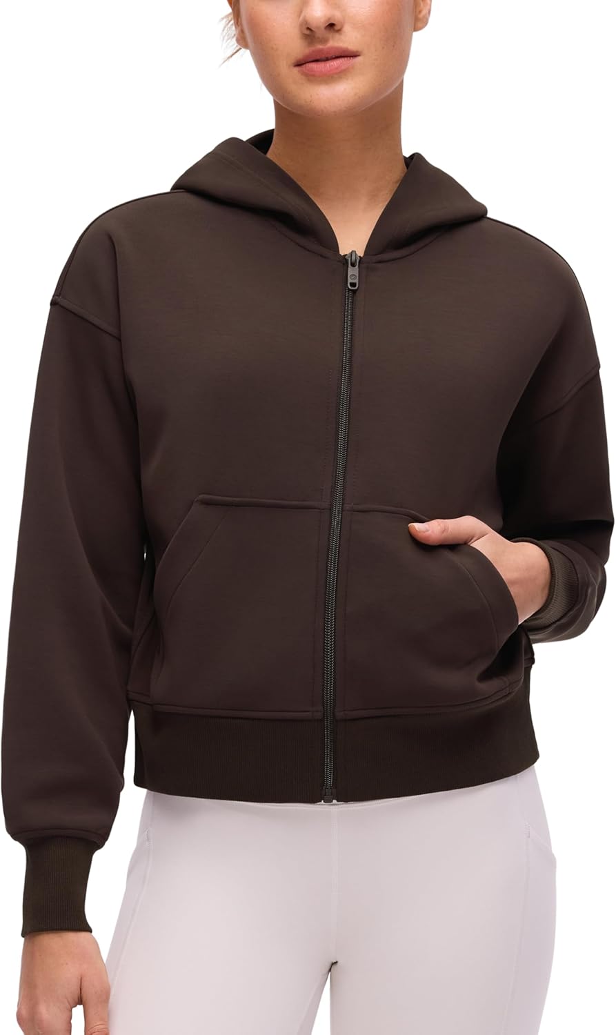 CRZ YOGA SoftAura Full Zip Hoodies for Women - Workout Casual Zipper Hooded Sweat Shirts with Pockets