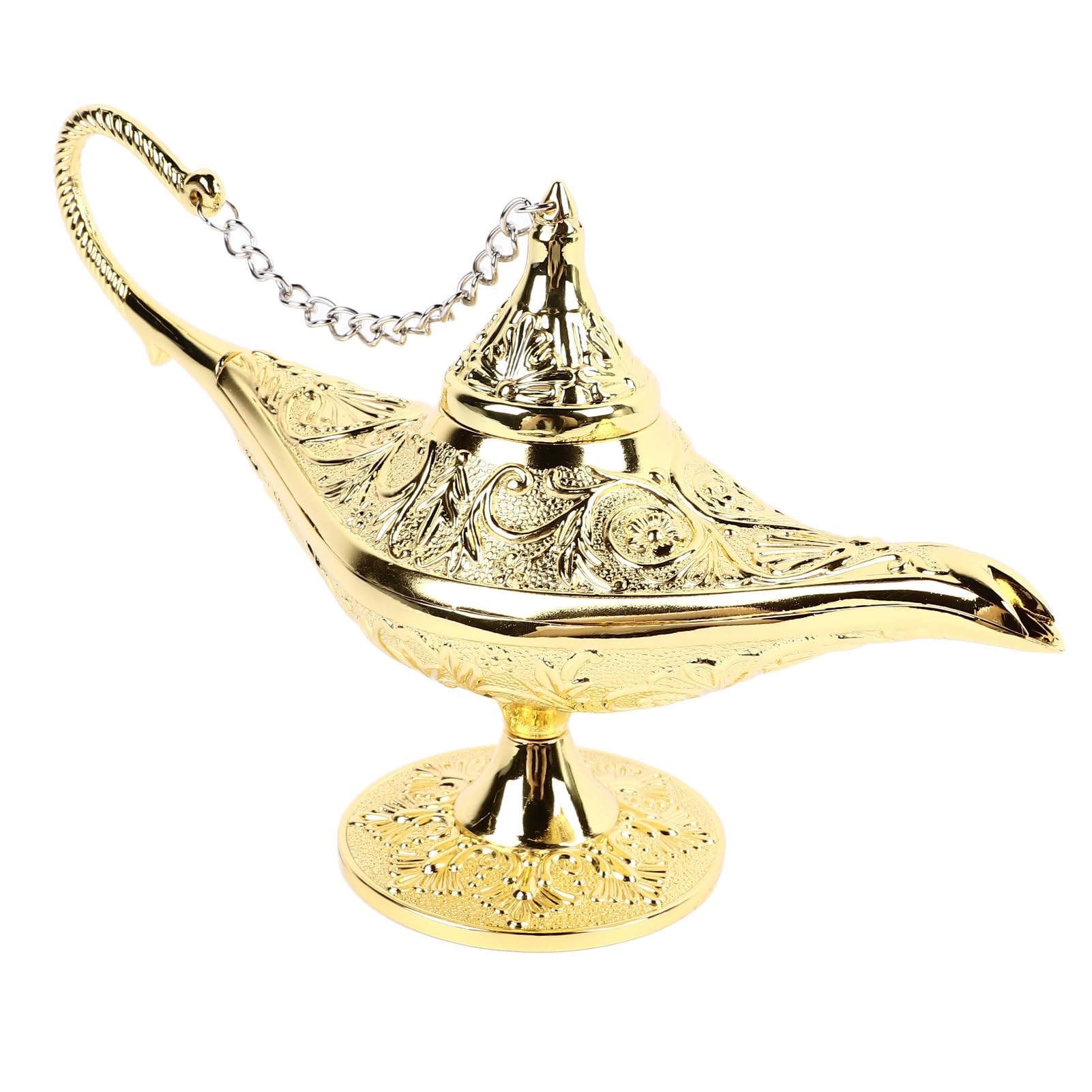 Legend Lamp Magic Genie Wishing Light, Arabian Lamp Vintage Exquisite Arabian Lamp Ornament Classic Arabian Props Party Decoration Prop Lamp for Birthday Halloween (Gold)