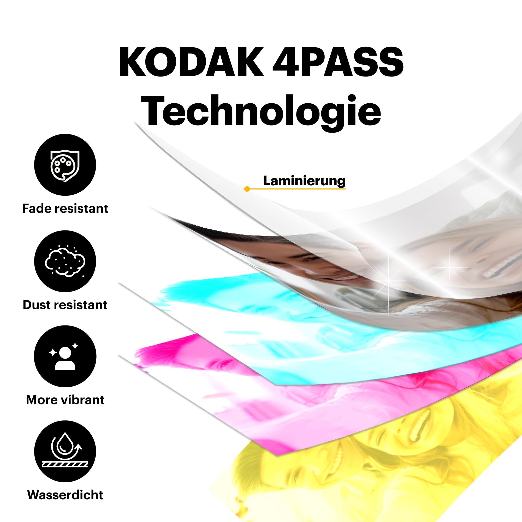 KODAK Mini 3 ERA 4PASS Mobiler Fotodrucker 7,6x7,6cm Gelb + 8 Blatt + 30-Blatt-Patrone