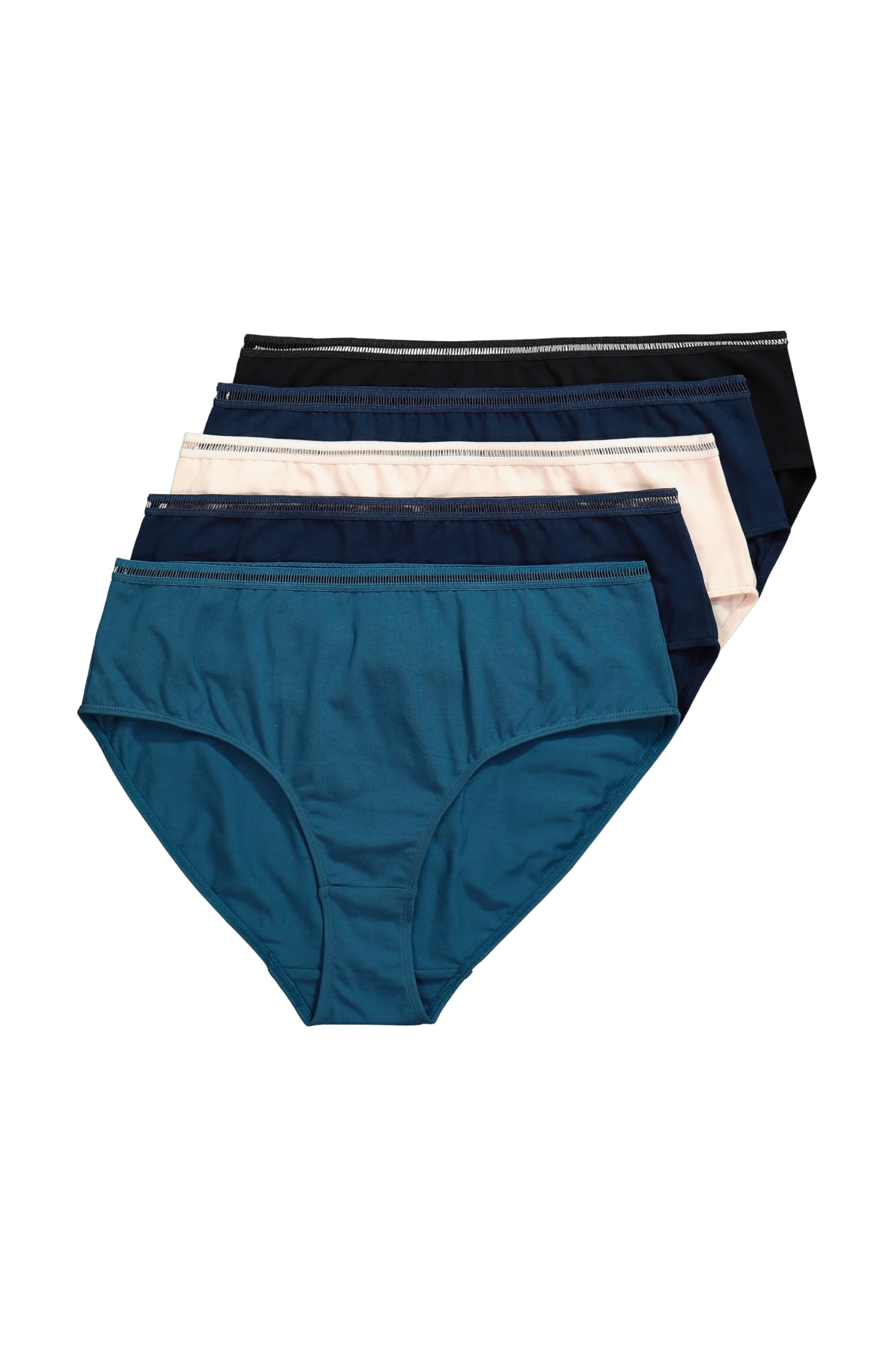 Ulla Popken Damen große Größen Übergrößen Plus Size Midislips, 5er-Pack, Häkelspitzen-Band 835618