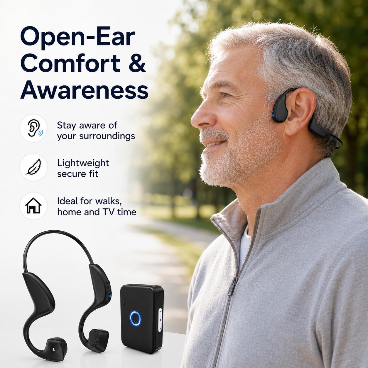 Auricolari Amplificatori audio a conduzione ossea Auricolari Design Bluetooth 22g Amplificazione del suono personale 10 ore di durata della batteria