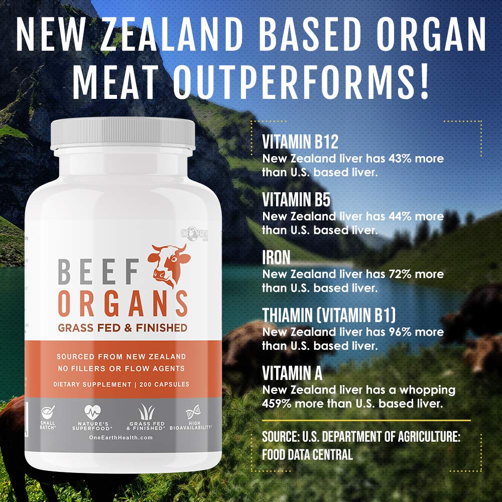 Grass Fed Beef Organs (200 Count) Liver, Heart, Kidney, Pancreas