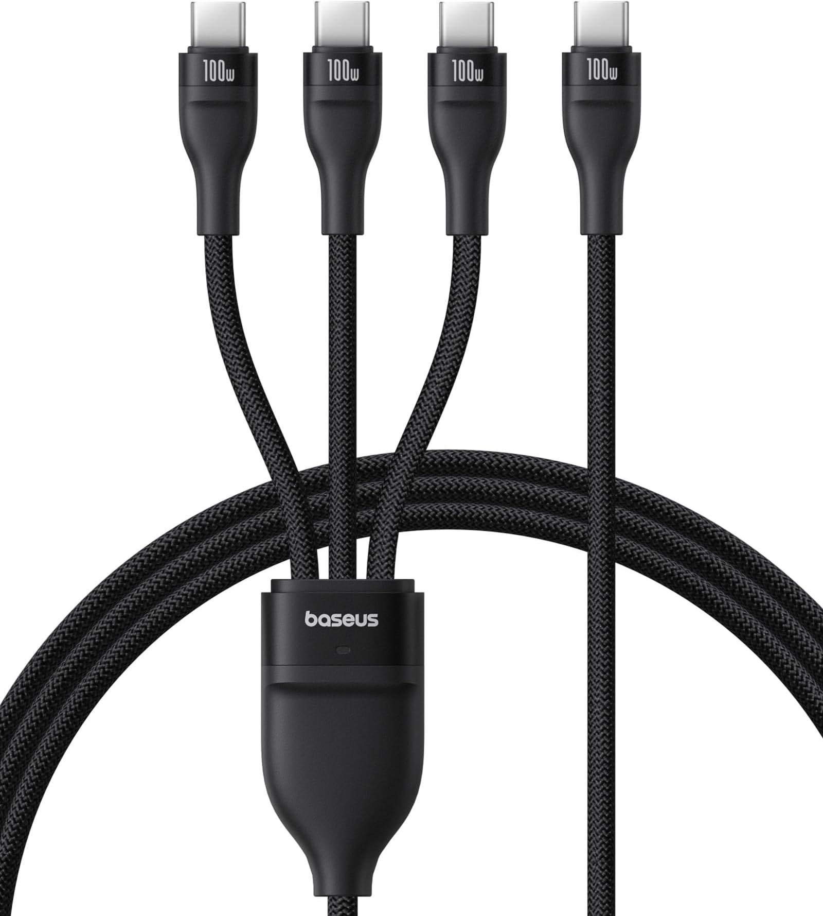 Baseus 3-in-1, 100W Multi Charging USB C to USB C Cables, 1.5M Braided fast Charging Type C charger cable for iPhone 16 Pro Max, 15 Series, MacBook, iPad etc (Flash Series 3)