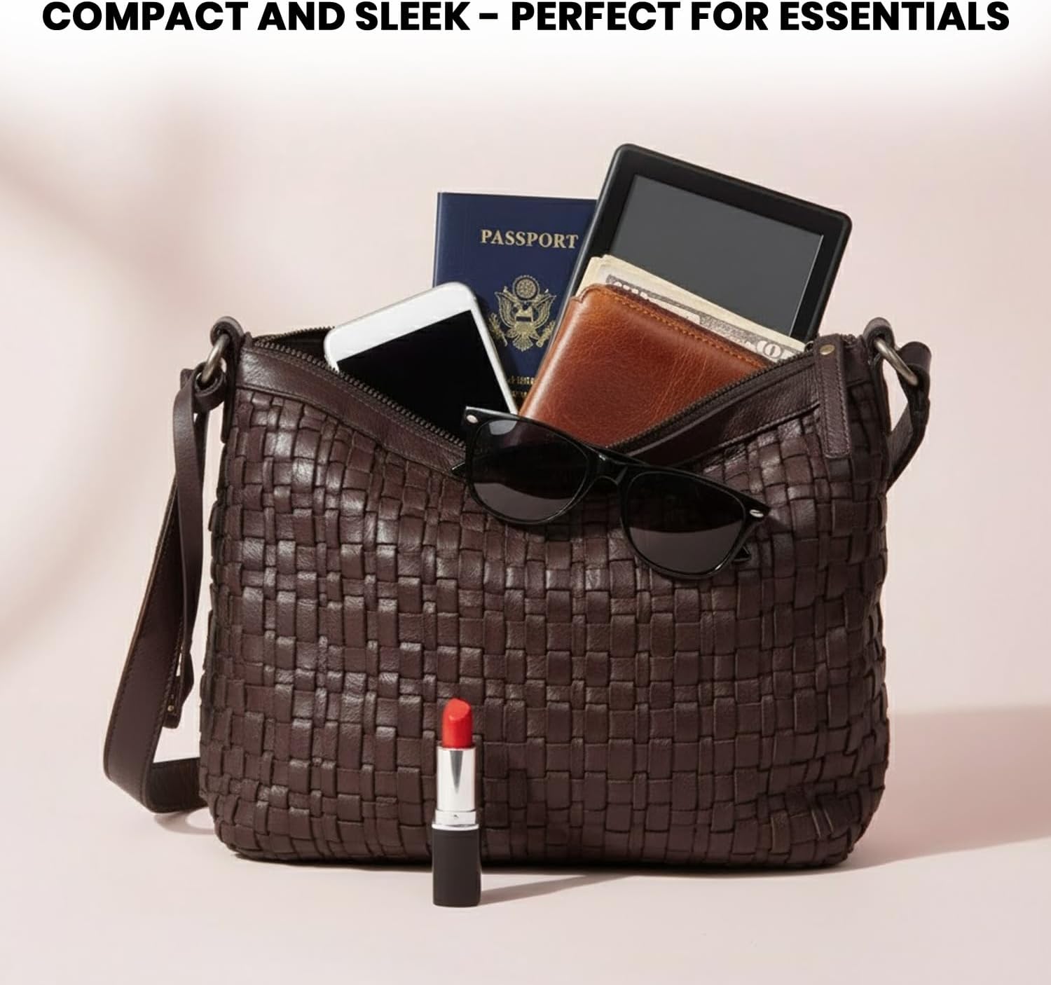 Genuine Leather Crossbody Sling Bag for Women, Purse for Women Trendy Casual Office Bag with Adjustable Strap - Image 7