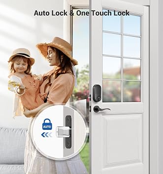Veise RZ07 Fingerprint Smart Lock, 7-in-1 Smart Locks for Front Door, Keyless Entry Door Lock with App Control & Auto-Lock, Biometric Electronic Touchscreen Keypad Deadbolt, Matte Black