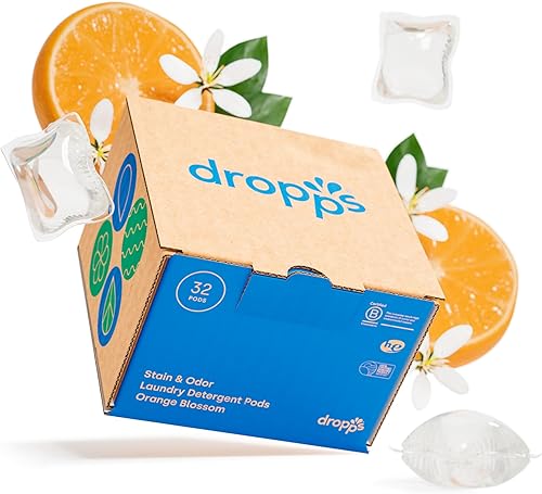 Miniatura 28 de Dropps Odor & Stain - Cápsulas de detergente para ropa a base de biológicas, Crisp Breeze (32 cápsulas), cápsulas de lavandería compatibles con HE