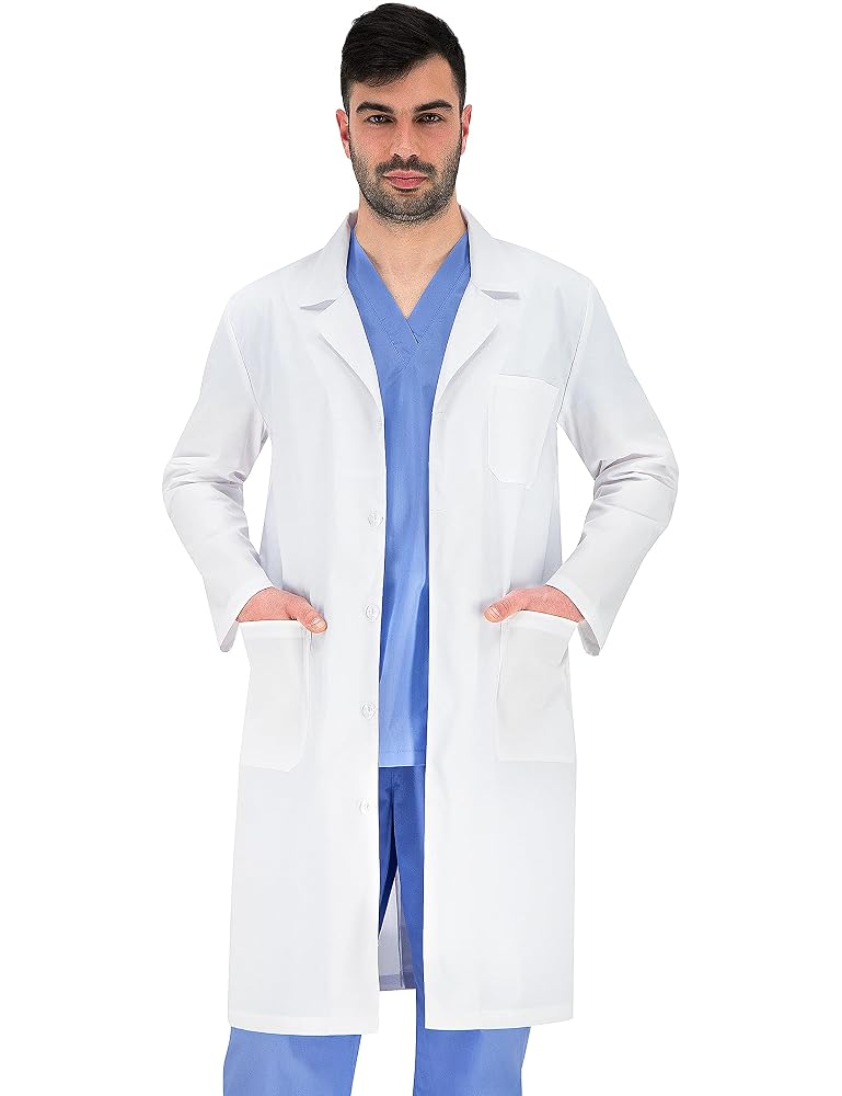 Bata De Laboratorio Para Hombre B-well Enzo - Mangas Largas, 3 Bolsillos, Botones De Presión, Mezcla Algodón-poliéster