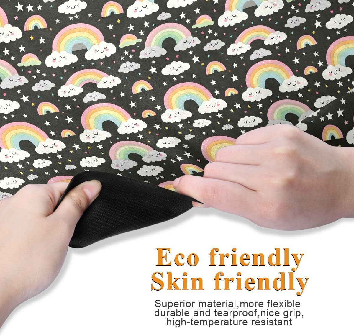 ALAZA Rainbow Star Pattern Yoga Mat Non Slip Fitness Exercise Mat, Workout Mat for Yoga, Pilates and Floor Exercises