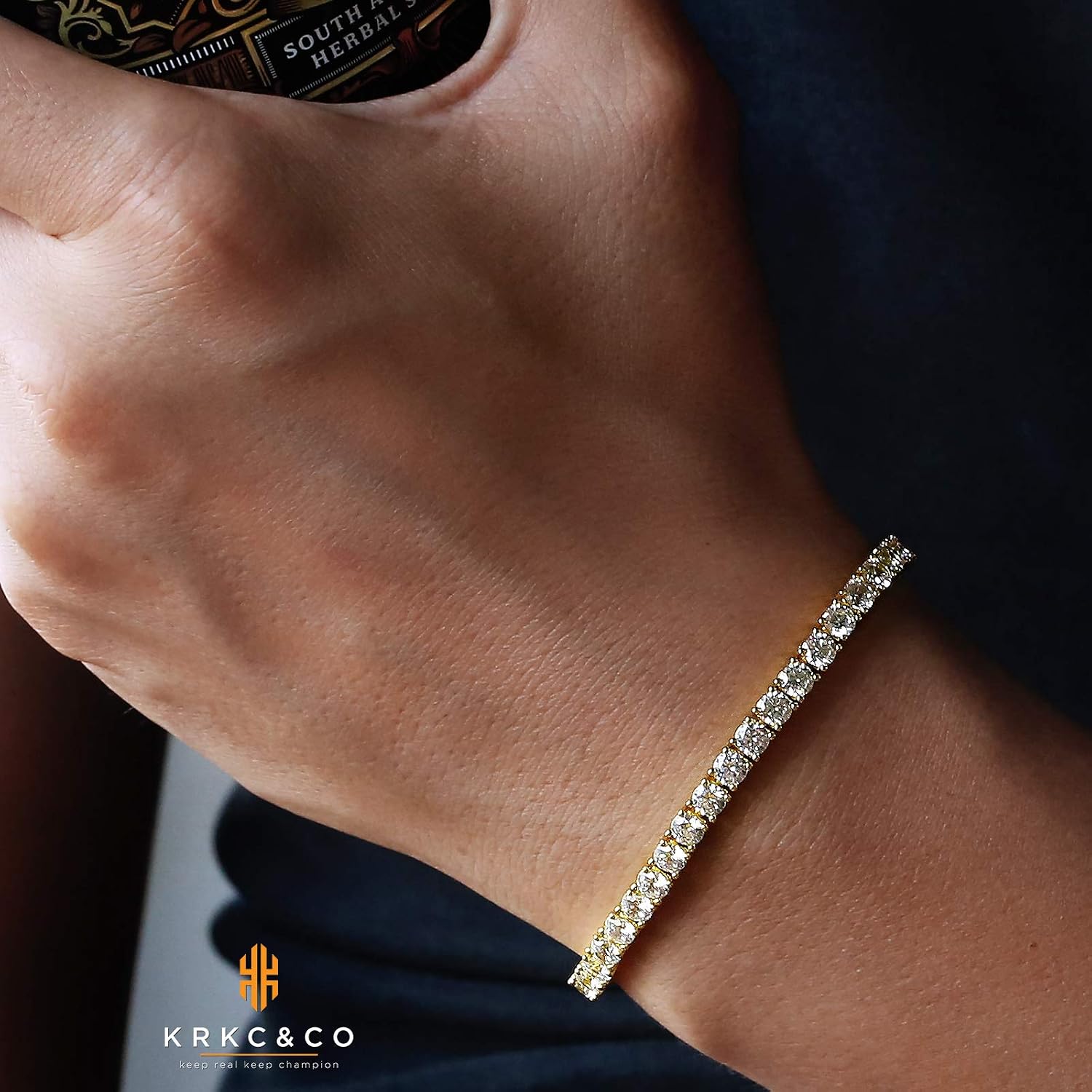 KRKC&CO Tennis Bracelets for Women, Birthday Wedding Gift for Her, 3/4/5mm, 14k Gold/White Bracelet, Iced Out 5A Cubic Zirconia Stones, Bridal Wedding Jewelry for Wife Mom