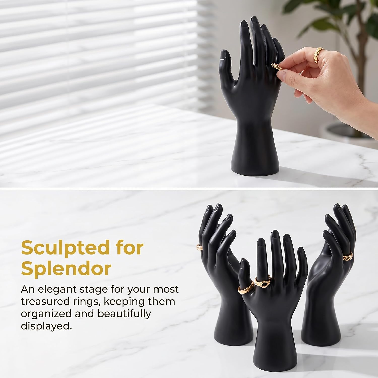 Dzrige Mannequin Hand Jewelry Holder - Black Hand Ring Holder Display Stand
