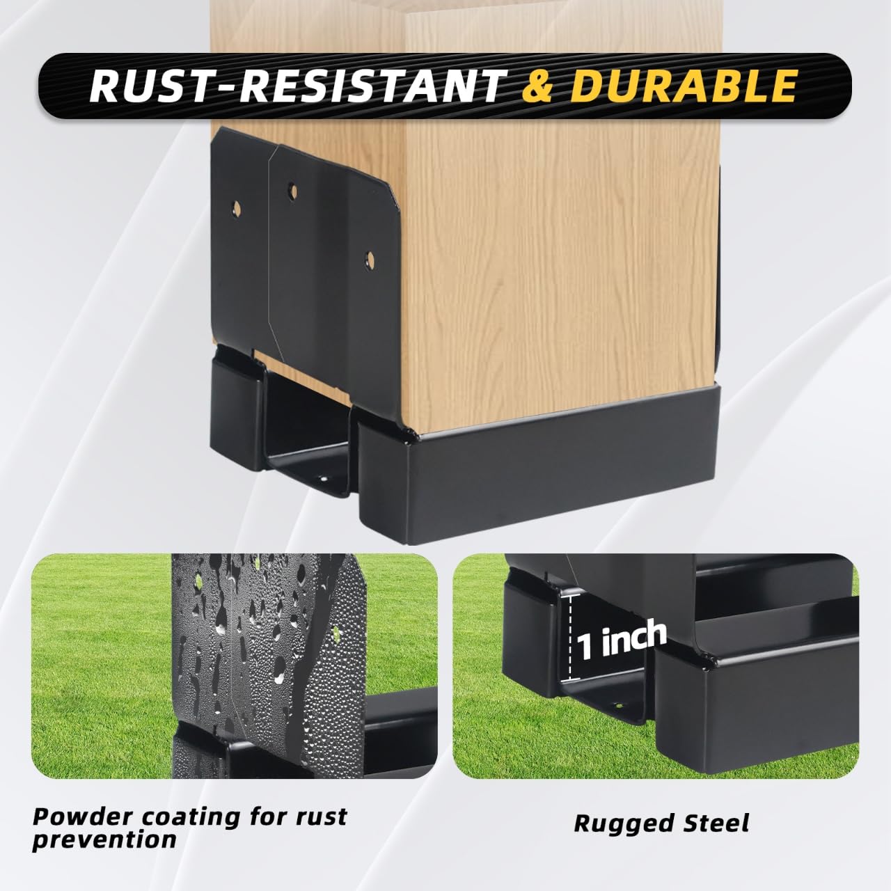 10Pcs 4x4 Post Base for Concrete Pergola Fence Wooden or Iron Columns Deck Mailbox Post Anchor Base Brackets Kit Black