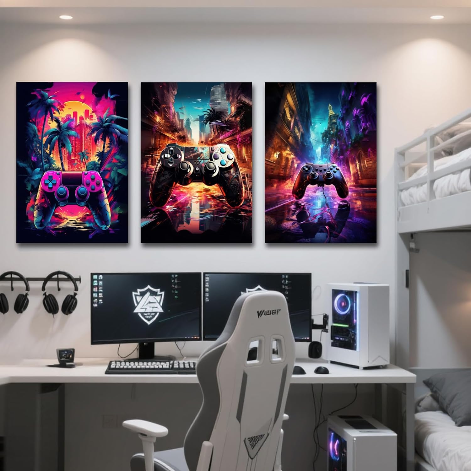 Gaming Wall Art Set of 3Game Controller Poster Prints Cool Gamer Room Decor for Boys Video Game Wall Art Cyberpunk Painting Wall Picture for Bedroom or Esports Room Unframed 12x16 Inch - Image 9