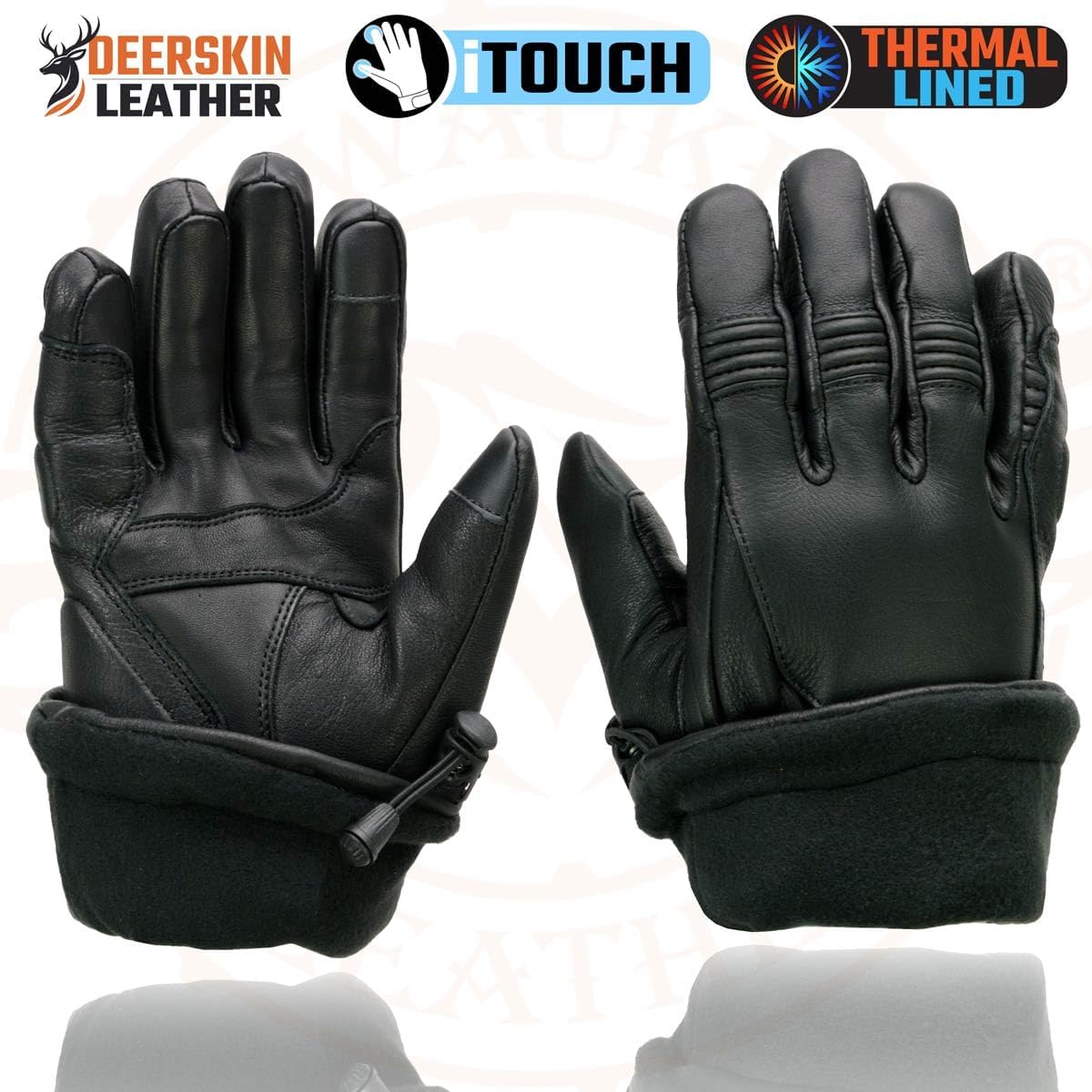 Milwaukee Leather MG7518 Men's Black Deerskin Gauntlet Motorcycle Hand Gloves w/i-Touch Screen Tech - Image 7