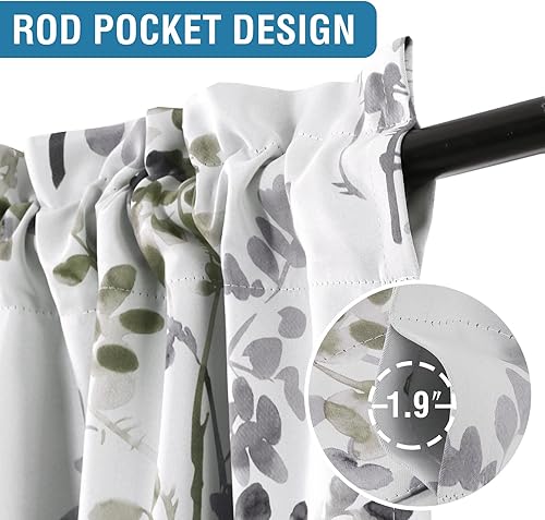 Miniatura 10 de H.VERSAILTEX Cenefas de cortina 100% opacas para ventanas de cocina, sala de estardormitorio, cenefas opacas florales de camelia, cenefas con