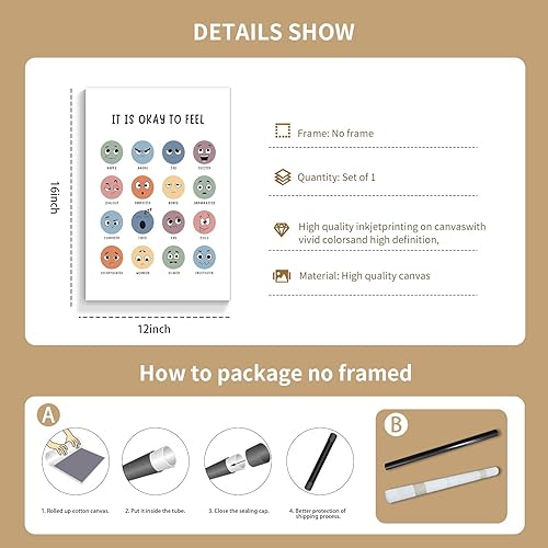 Miniatura 6 de Lienzo decorativo para pared, diseño bohemio de salud mental imprescindible para profesores, divertido póster de esquina social y emocional,