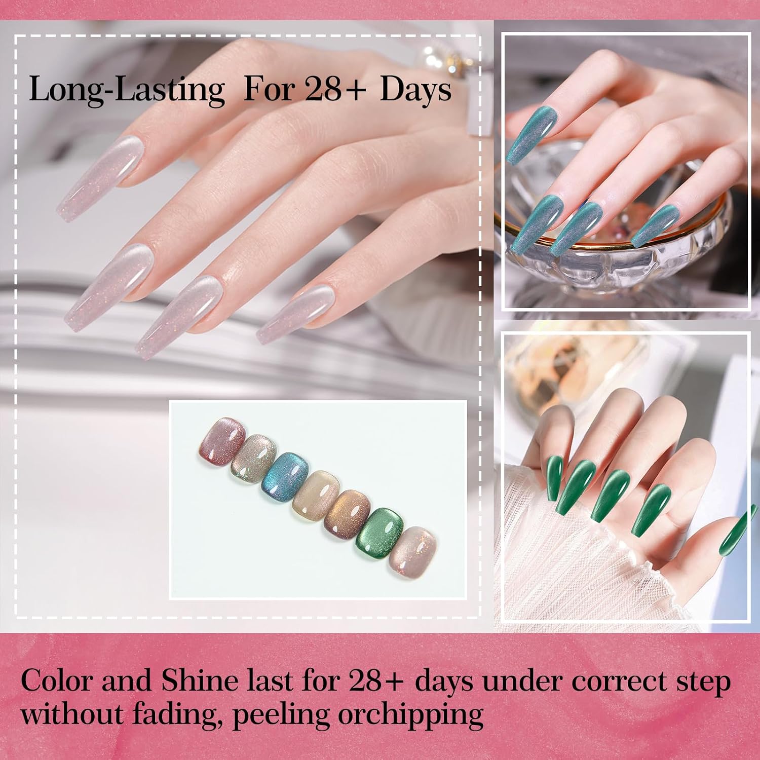 ADHERE Cat Eye Magnetic Gel Polish Set - 7 Colors, 12ml, Holographic Cat Eye, Salon Gel Manicure and Nail Art DIY at Home image 5