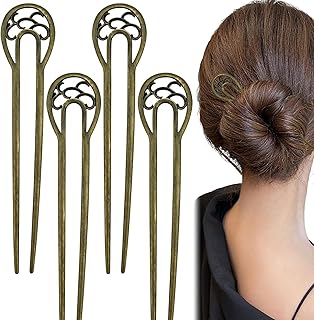 4 PACK Metal U Shaped Hairpin, French Hair Pins, Vintage Hair Sticks Hair Fork Pins Hair Accessories for Women and Girls Hairstyles