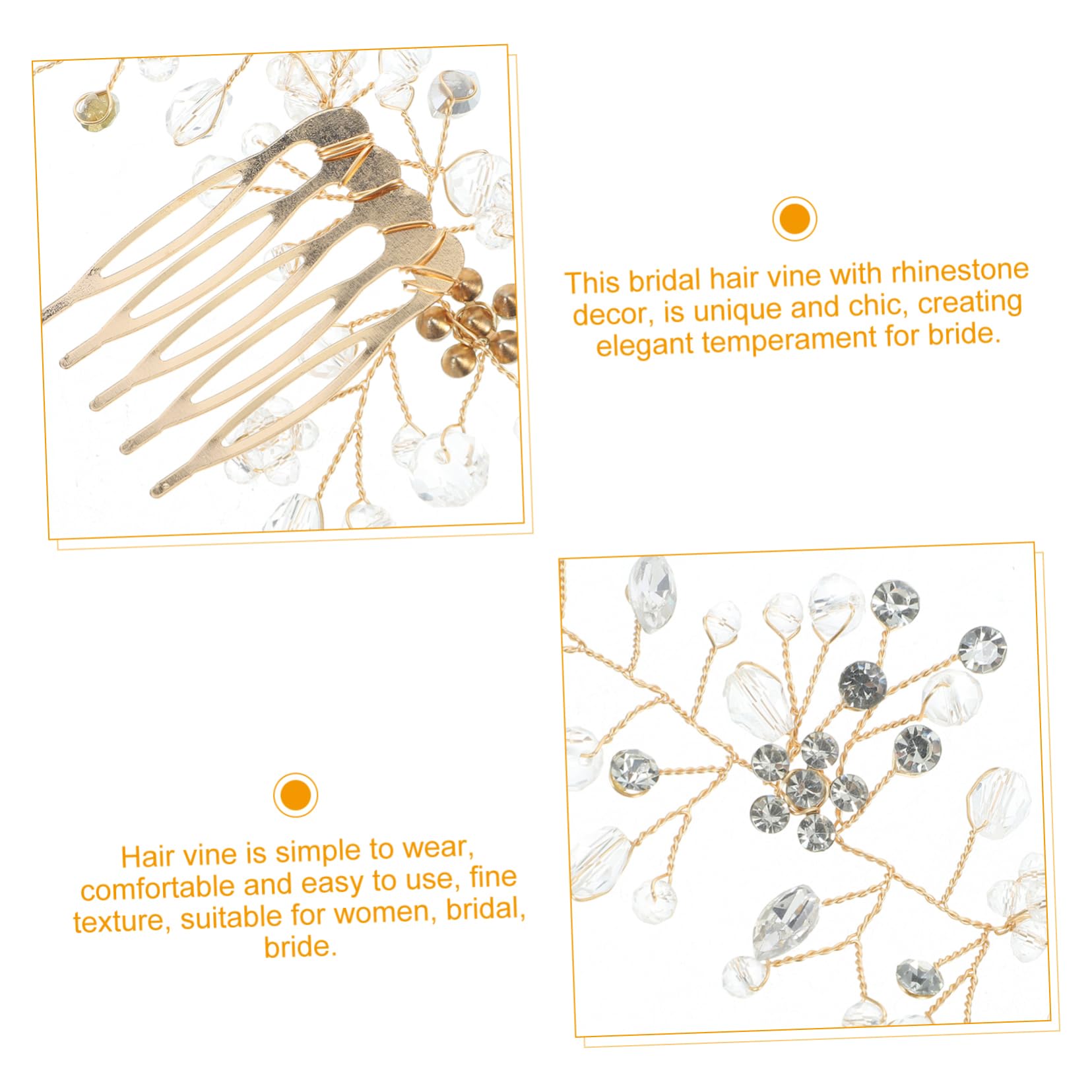 Healeved 5stücke Braut Haarkamm Mit Strass Elegante Haarvine Für Frauen Hochzeits-haarschmuck Mit Kamm Dekorative Haaraccessoires Für Bräute Und Brautjungfern Goldene Handarbeit