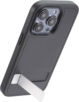kwmobile Compatible Apple iPhone 14 Pro Case - with Stand Lens Protection Shockproof PC TPU - Silicone Black