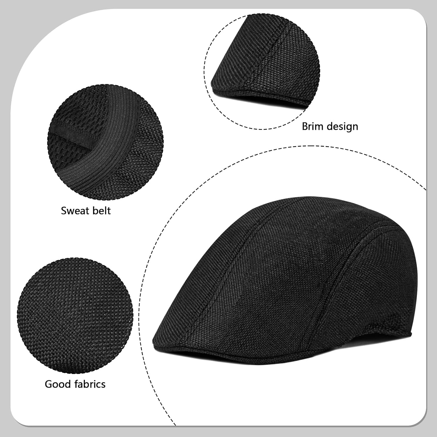 2 Pack Men's Newsboy Hat Imitation Linen Beret Ivy Cap Irish Cabbie Driving Hunting Hats - Image 4