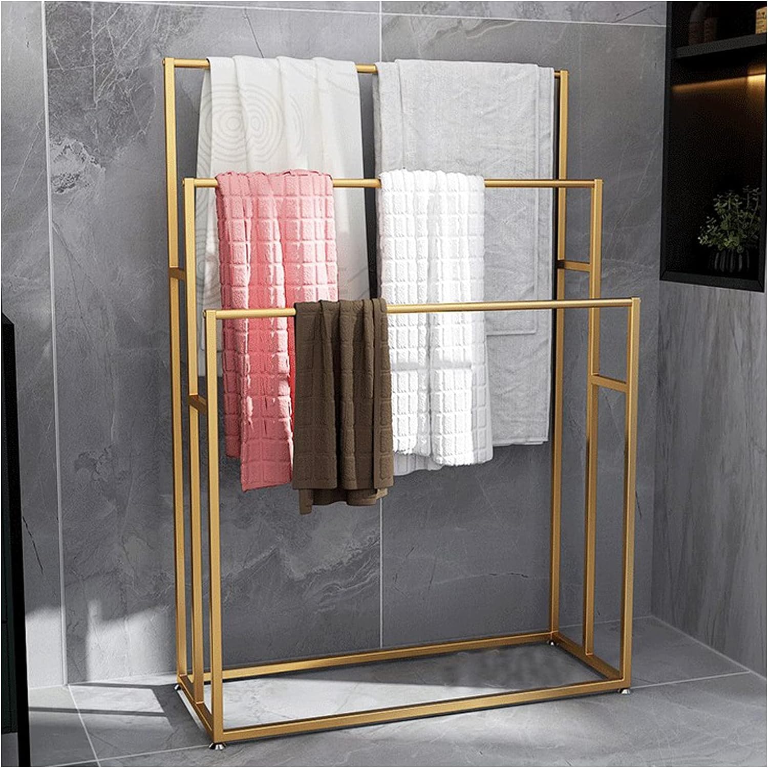 Porte-serviettes autoportant métal anti-encombrement pour linge humide