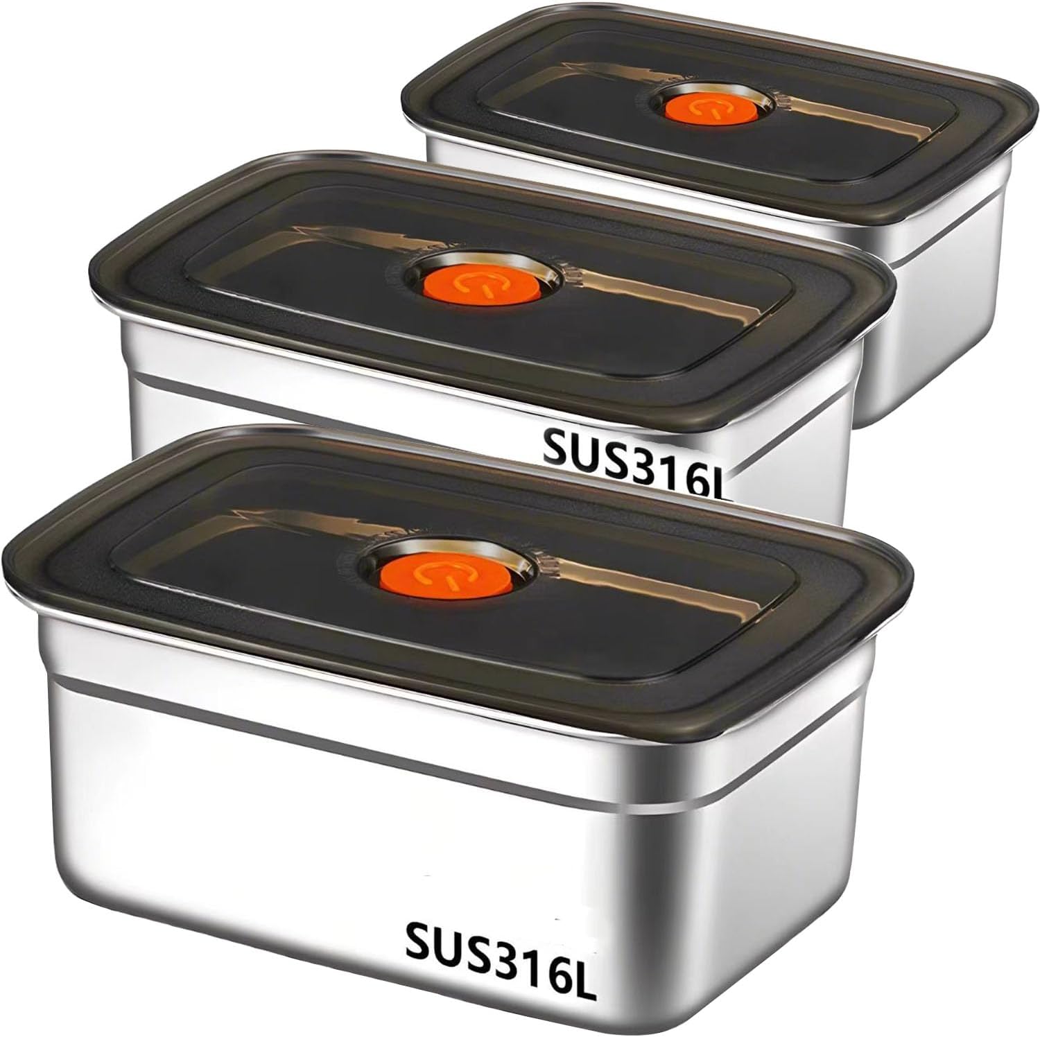 3 PCS Stainless Steel Snack Containers(33oz) with Lids Reusable Snack Containers with Lids,Airtight Stainless Steel Food Containers Snack Containers for Adults