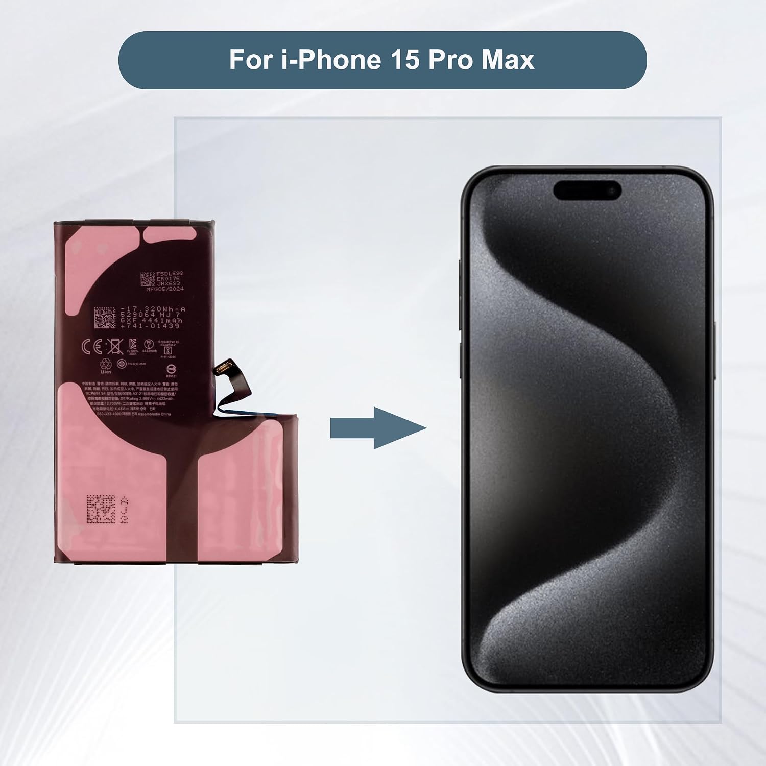 Replacement Battery A3121 Compatible with iPhone 15 Pro Max with Tools
