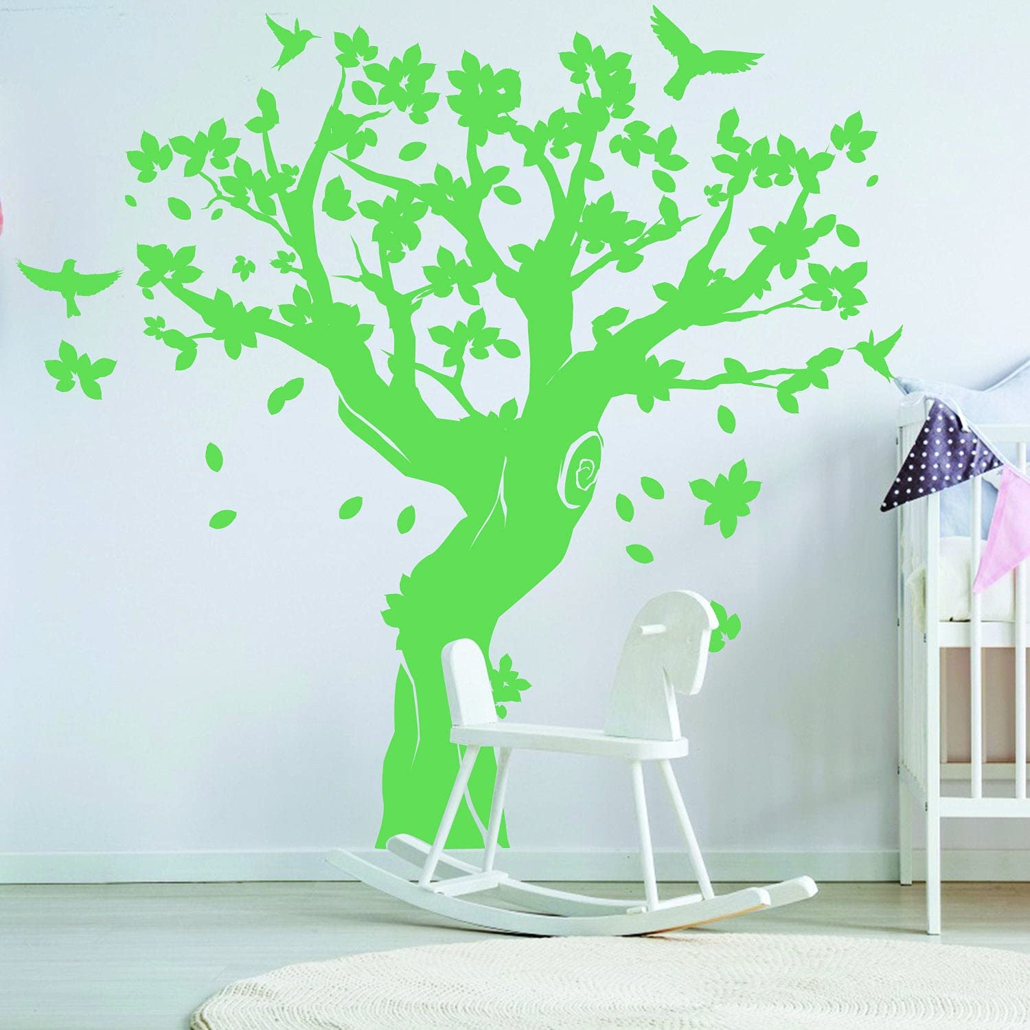 Adesivo da parete con albero – grande adesivo in vinile per cameretta dei bambini, bianco e nero, decorazione per soggiorno camera da letto