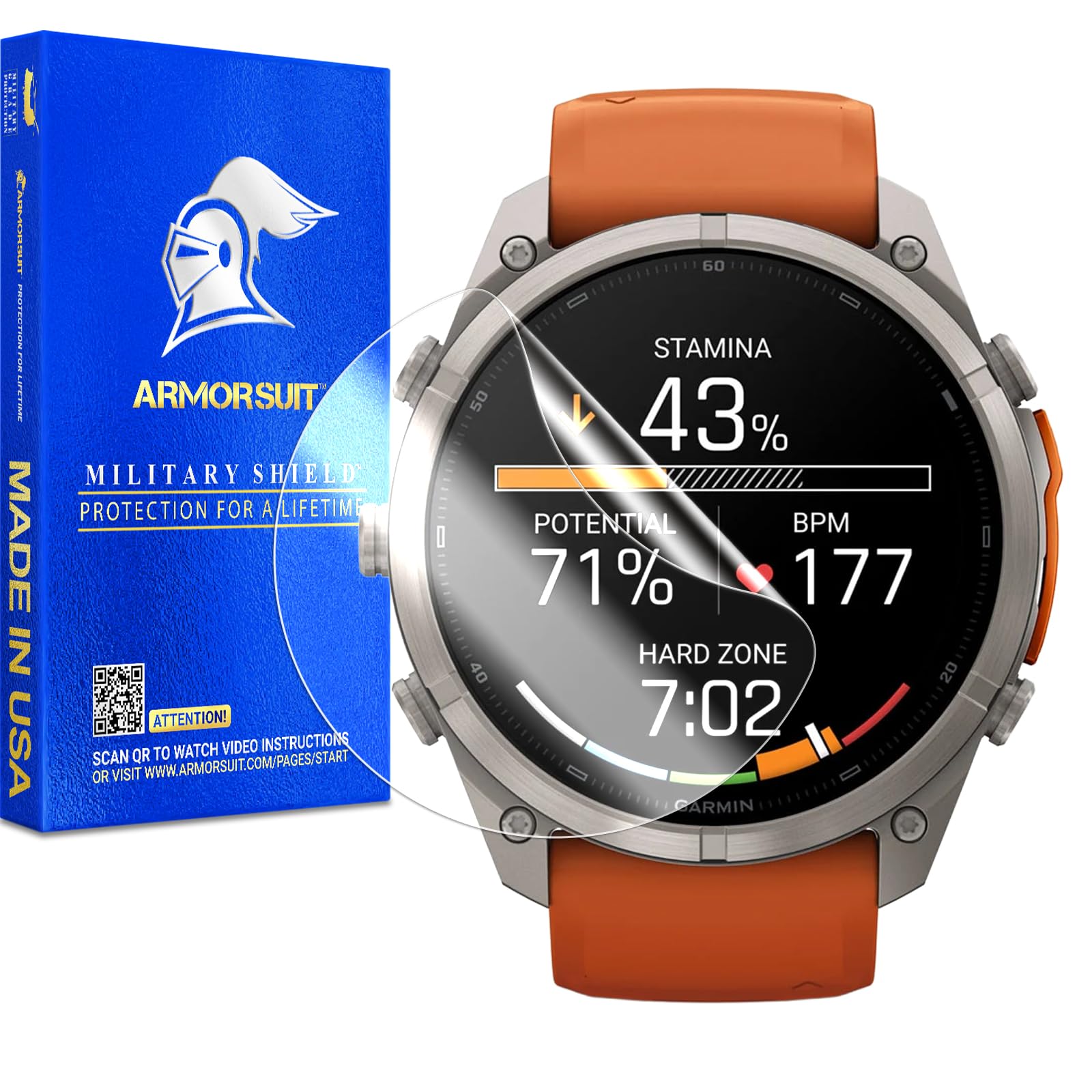 ArmorSuit 6 Pack for Garmin Fenix 9/8 / 7X | Tactix 8 [51mm] Screen Protector MilitaryShield HD Clear TPU Film - Made in USA