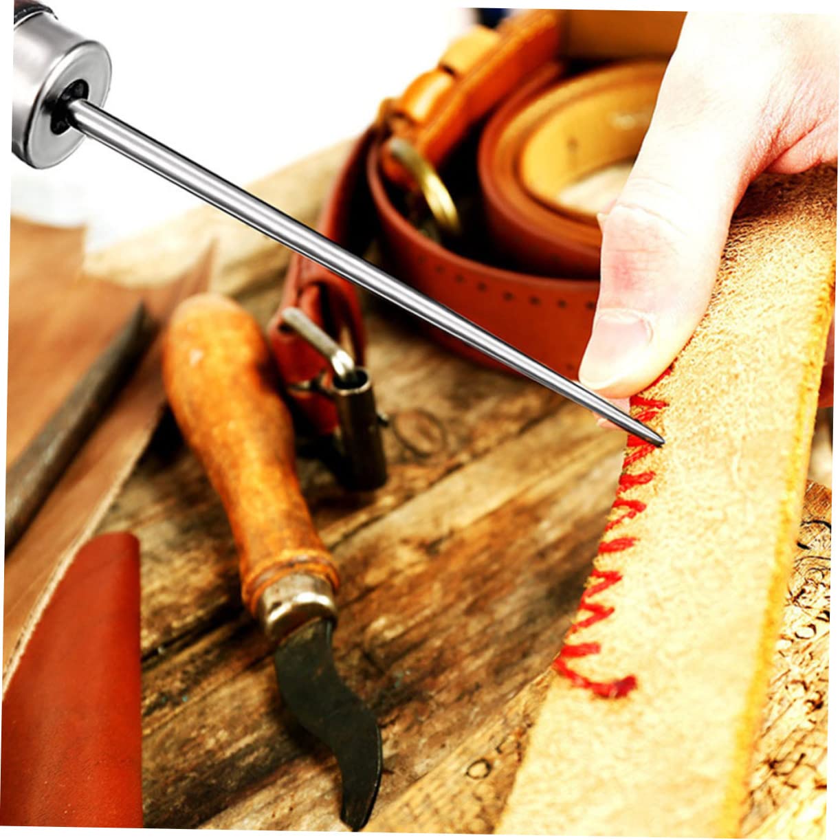 2pcs Stitching Awls Handle for DIY Sewing Projects Leather Prickers for Crafting Upholstery and Tent Repair
