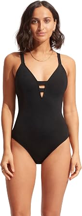 Seafolly Collective Deep V One-Piece Black AUS 10 US Womens 6