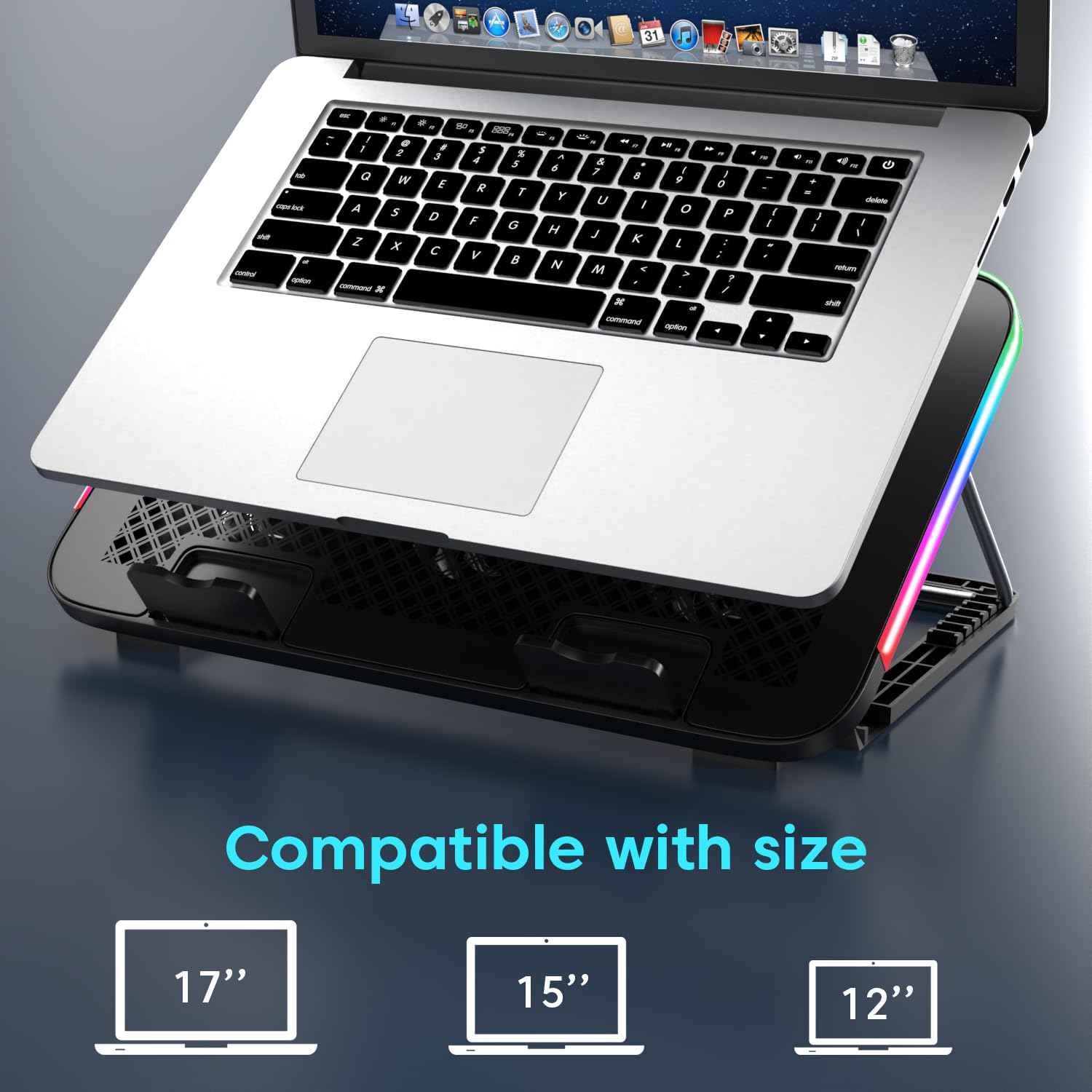 Sounce Laptop Cooling Pad with 6 Hexa Cooling Fans, Adjustable Speed Control, RGB LED Lighting, Built-in USB Ports, Detachable Mobile Holder, Ergonomic 5-Step Retractable Stand Laptops (Black) 15 71AF3Sg8HUL. SL1500