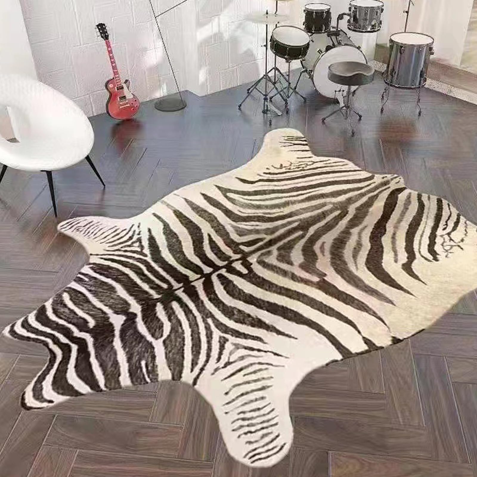 Finta Pelle di Mucca Marrone Tappeto,Tappeto in Pelle Bovina Sintetica,Tappeto in Finta Pelle Bovina,Tappeto Animalier,Tappeto Pelle di Mucca,Antiscivolo,per Camera da Letto e Soggiorno