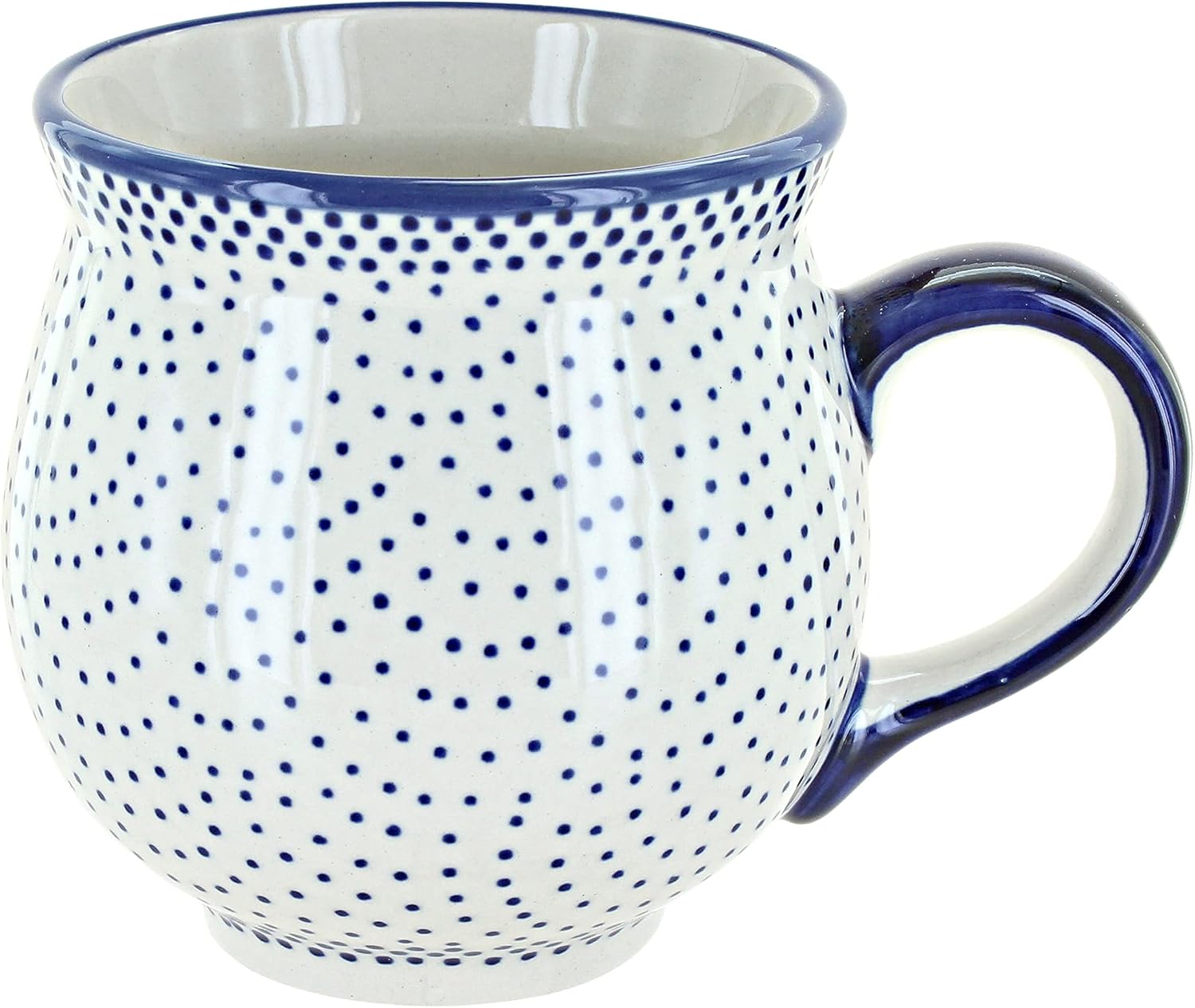 Blue Rose Polish Pottery - Blue Daisy Large Bubble Mug - 16 oz - Unique Shape Mug for Coffee & Tea