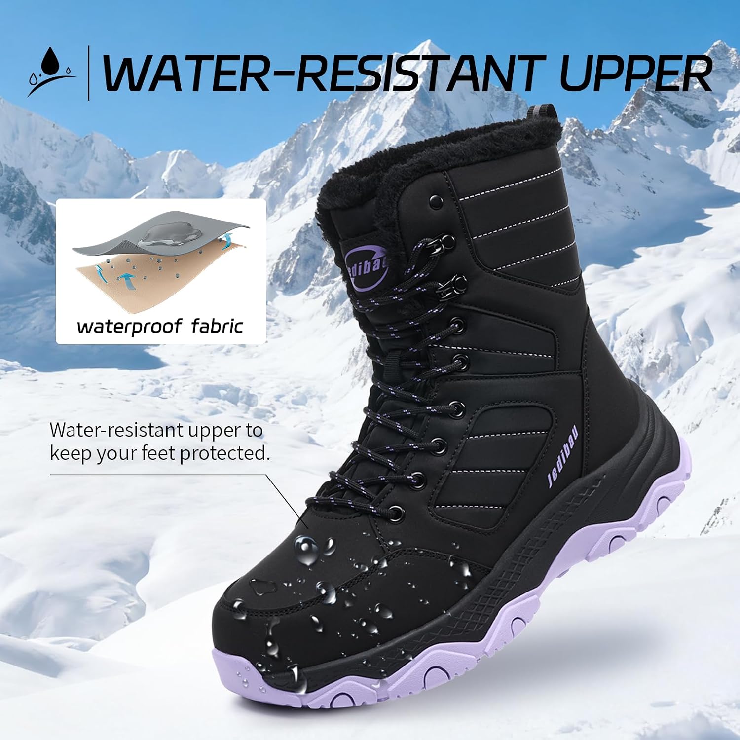 Snow Boots for Women Waterproof Mid-Calf Booties Winter Hiking Boot Durable Warm Fur Lined Boot Non-Slip Warm Climbing Shoes Walking, Cold Weather