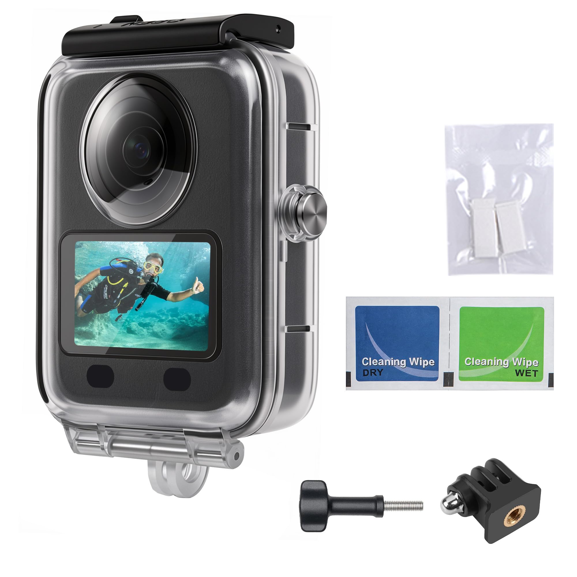 Walking Way Custodia Impermeabile per DJI Osmo 360, Alloggiamento per Fotocamera Subacquea Touch-Screen Anti-Appannamento, Immersioni Profonde fino 45m Supporto Sgancio Rapido, Accessori a Vite