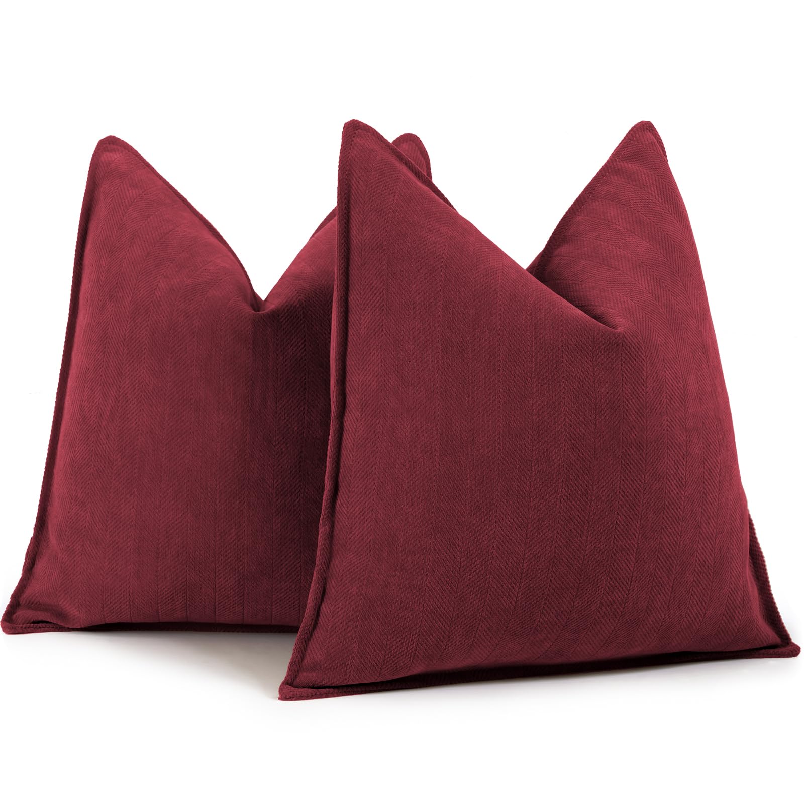 ZWJD Burgundy Pillow Covers 20x20 Set of 2 Chenille Throw Pillow Covers with Elegant Design Soft and Luxurious Decorative Throw Pillows for Couch, Bed, and Home Decor
