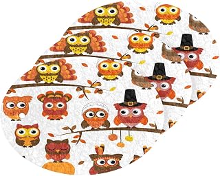 Scrub Sponge Autumn Owl Pumpkins Kitchen Washing Dishes Cleaning Sponges Maple Leaves Non Scratch Sponge for Dish Countertops Sinks Floors Showers Tile Sinks, 3 Pack