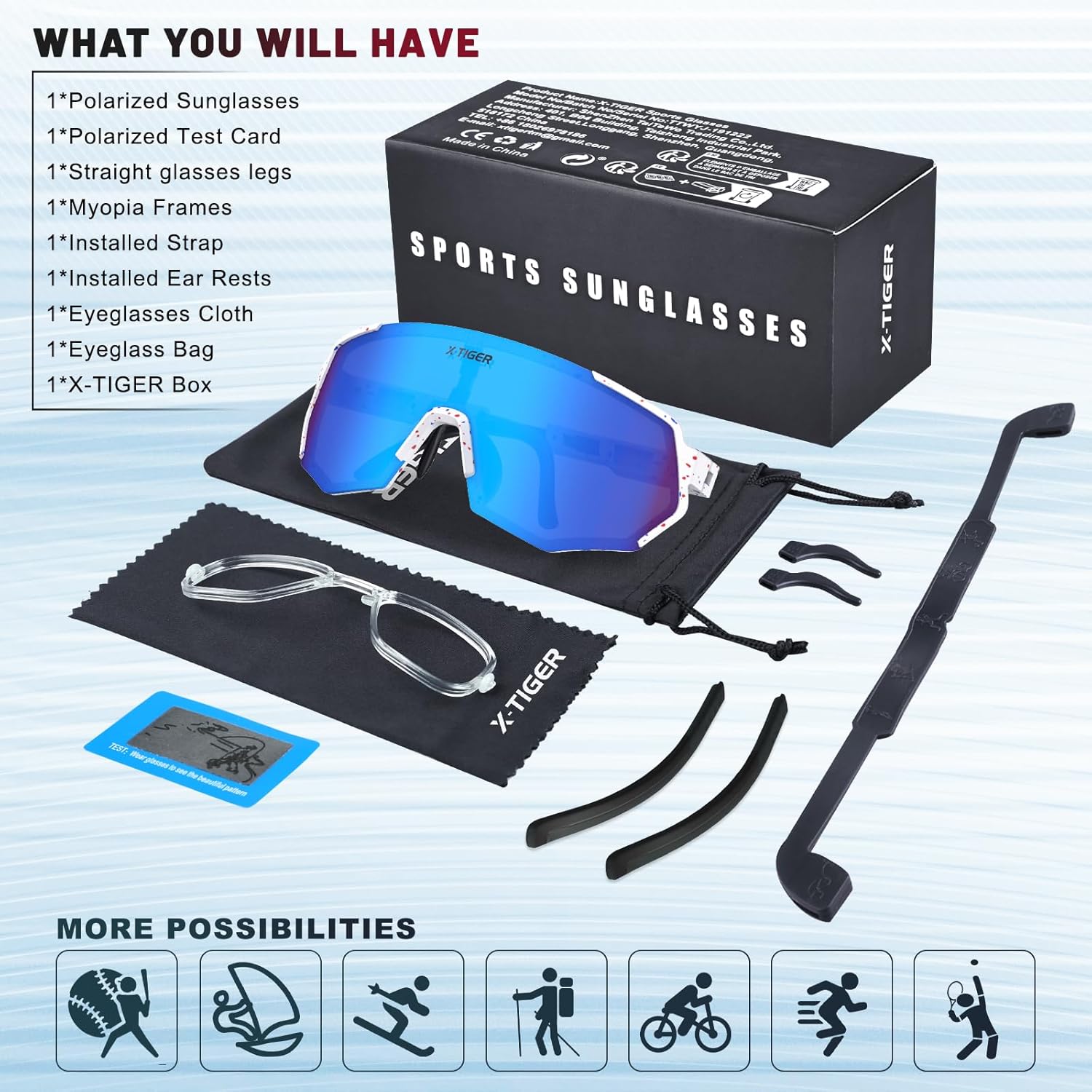 X-TIGER Polarized Sports Sunglasses for Men Women Baseball Running Fishing Sunglasses Cycling MTB Bike Glasses UV400 - Image 8