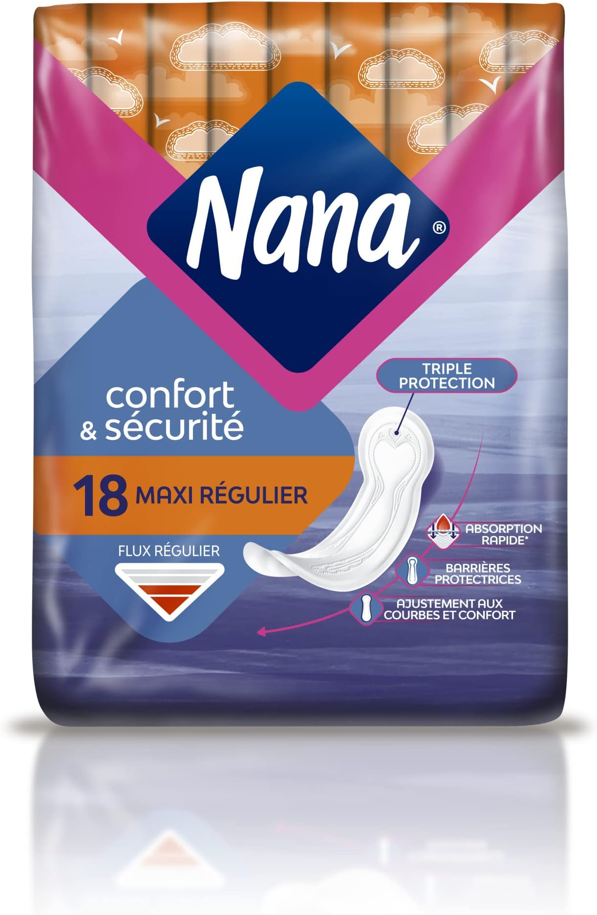 Nana Maxi Normal Sanitary Towels Maxi Pack of 4 (4 x 18 Pieces)