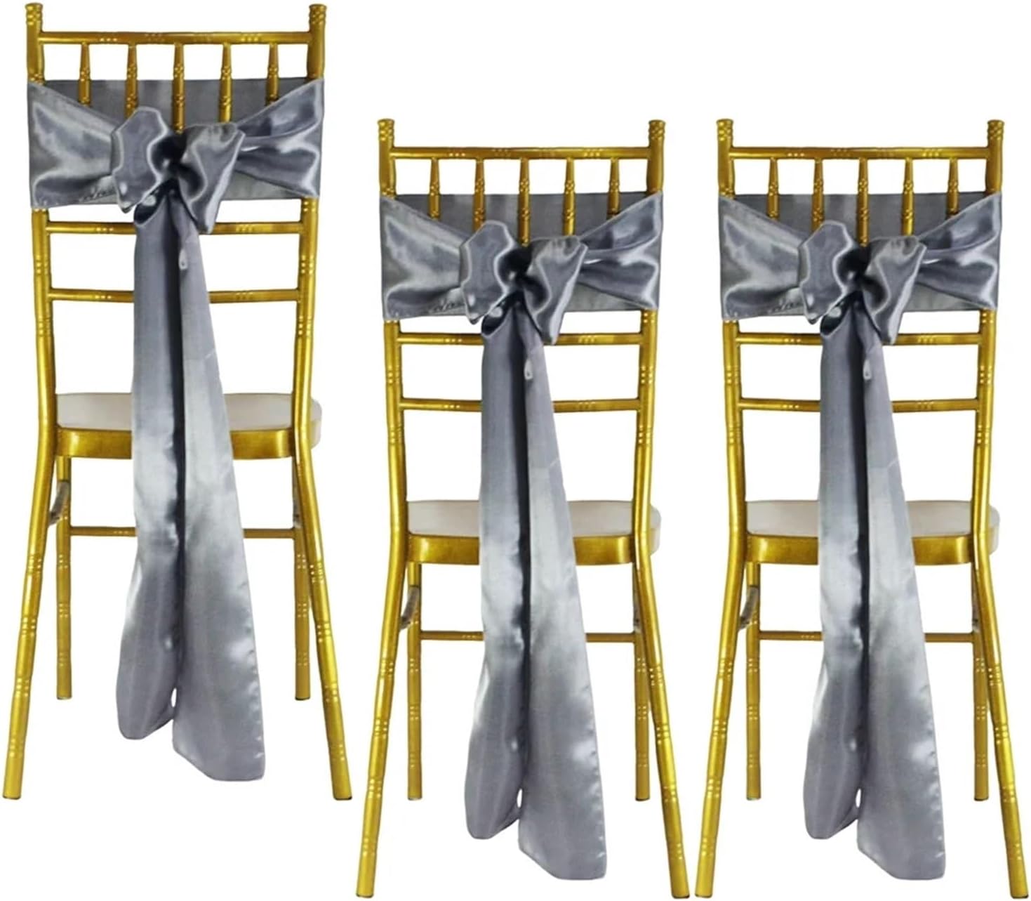 Wedding Decorations Chair Sashes Bows, 25 Pcs Satin Chair Sashes Multicolor For Wedding Party Decoration(Green 04)