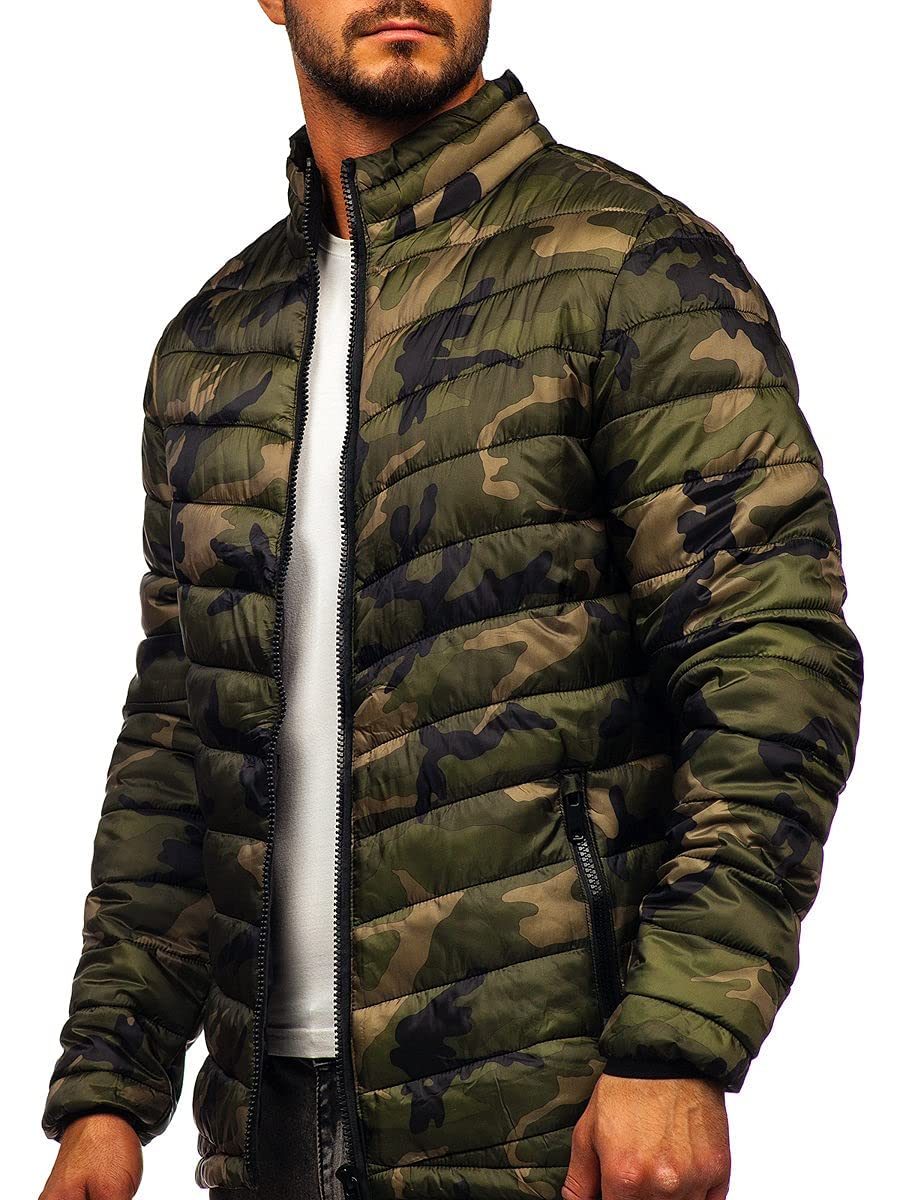 BOLF Hombre Chaqueta de Entretiempo Deportiva Cierre de Cremallera Cuello elevado Cazadora Ropa de Abrigo Plumas Outdoor Básico Estilo Diario 4D4