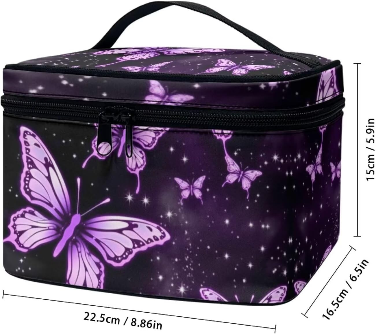 Flashideas Purple Butterfly Large Capacity Travel Toiletry Bag Multifunctional Zipper Makeup Organizer Makeup Bag for Purse Toiletry Bag for Skincare Makeup Organizer Bag