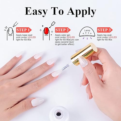 Miniatura 6 de Imtiti Esmalte de uñas de gel transparente rosa claro, gel de color rosa lechoso, semitransparente, UV, para arte de uñas, se quita con lámpara UV