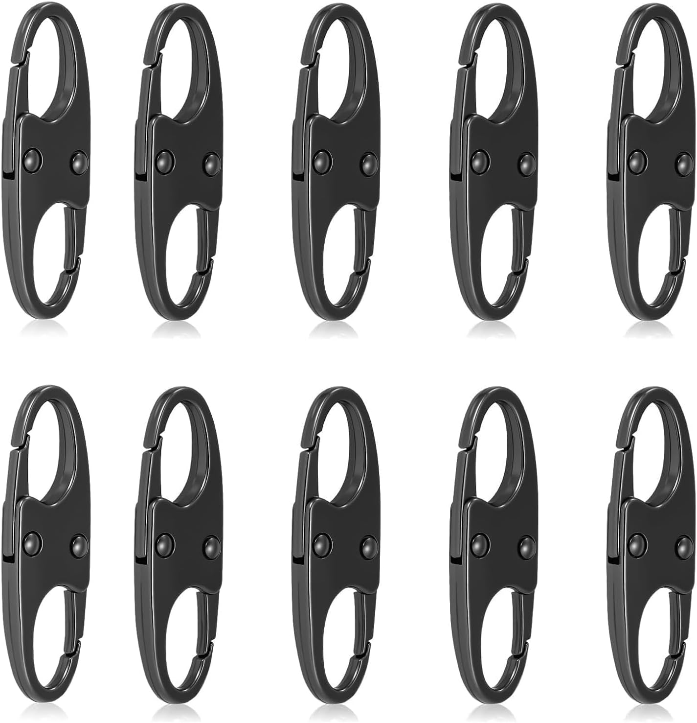10pcs Double Mini Carabiner Clips - Anti-Theft Zipper Lock for Bags