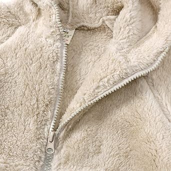 Kids Tales Boys Girls Fuzzy Hoodie Fleece Zipper Jacket Toddler Bear Ear Hoody Sweatshirt Child Warm Sherpa Outwear Coat